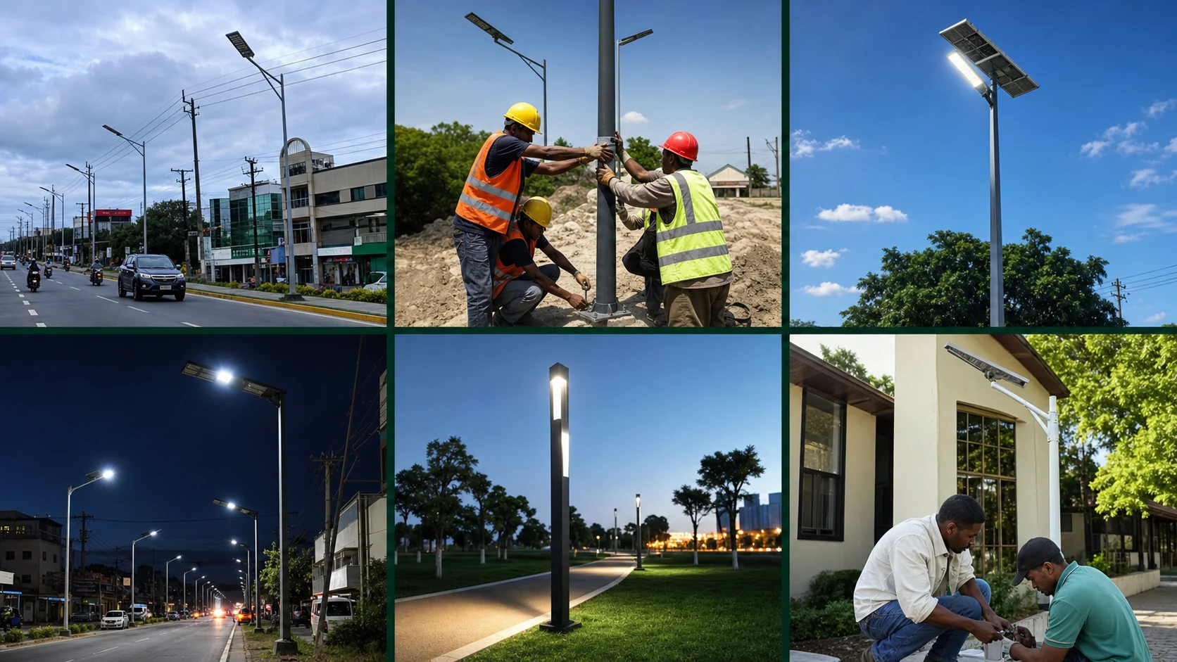 Solar street light application and installation scenes